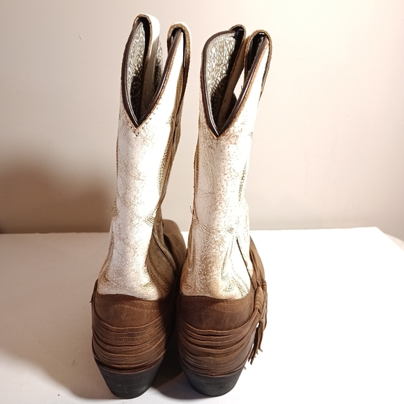 Laredo Myra Western Women's Leather Boots in Sand/ White Size 10 - Picture 3 of 9